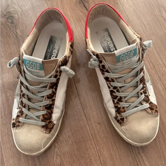 Golden Goose Leopard Sneakers with Red and White Details - Picture 3 of 8